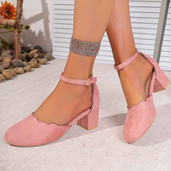 KANG Women's Modern Dance Shoes Women's Casual Sandals Comfortable Medium Heel On Round Toe Strappy Flat Summer Beach Shoes Daily Wear With Jeans Dresses Pink 40