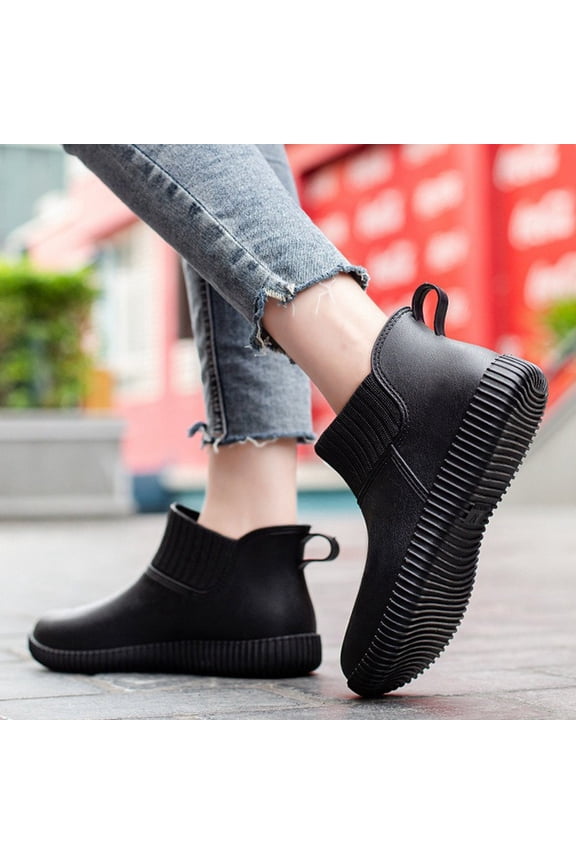 Women's Rain BOOTS Fashionable Low Cut Rubber Boots Non Outdoor Work Shoes All Season Comfortable Casual Wear Lightweight Portable Garden Shoes