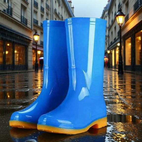 KANG Women's Rain Boots Mid Calf Non Slip Rubber Shoes For Outdoor Daily Wear Comfortable Durable TPR Sole Design Rain Boots Collar Gardening Boots Ultra Lightweight Portable Garden Shoes