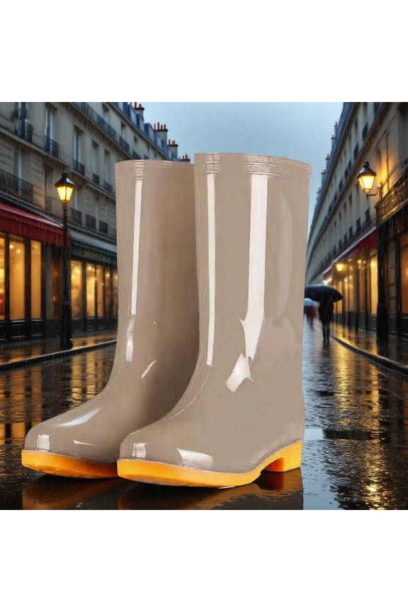 Women's Rain Boots Mid Calf Non Slip Rubber Shoes For Outdoor Daily Wear Comfortable Durable TPR Sole Design Rain Boots Collar Gardening Boots Ultra Lightweight Portable Garden Shoes