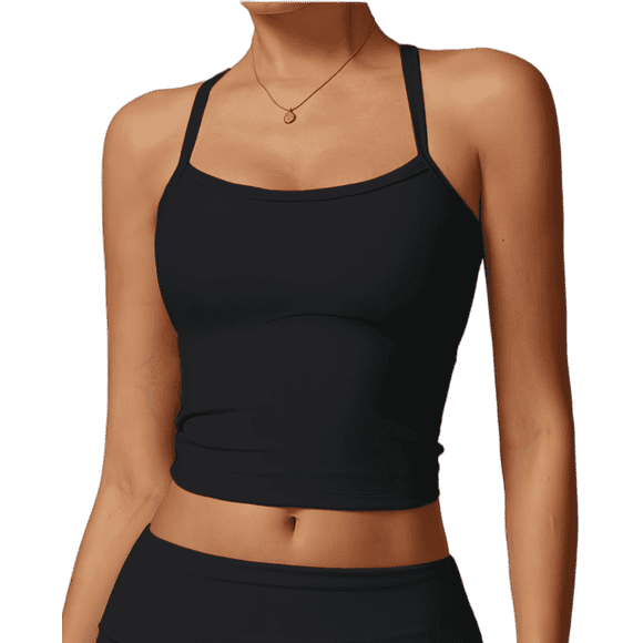 Women's Strappy Stretch Sports Bra Longline Yoga Cross Tank Top Fitness Bra Workout Camisole Crop Tops