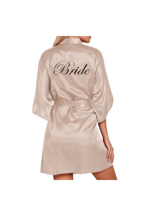 Women's Wedding Party Team Bride Robe Letters Kimono Satin Pyjamas Bridesmaid Bathrobe
