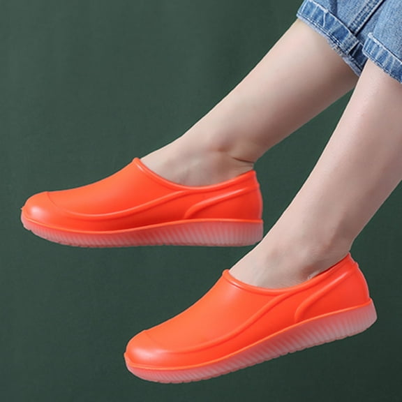 KANG Womens Couples Fashion Rain Boots Waterproof Shoes Kitchen Classic Work Boots Overfoot Rain Boots Collar Gardening Boots Ultra Lightweight Portable Garden Shoes