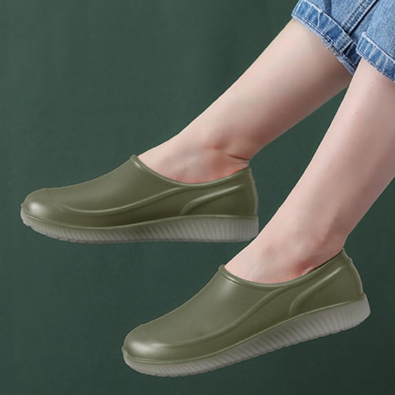 KANG Womens Couples Fashion Rain Boots Waterproof Shoes Kitchen Classic Work Boots Overfoot Rain Boots Collar Gardening Boots Ultra Lightweight Portable Garden Shoes