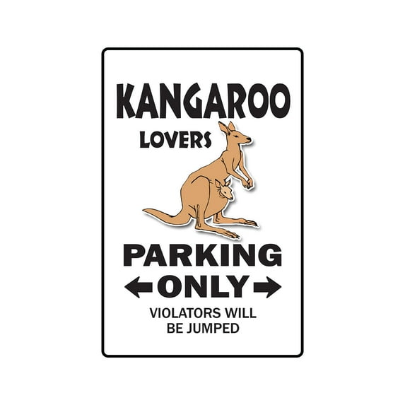 KANGAROO LOVERS Parking Aluminum Sign australia joey marsupial | Indoor/Outdoor | 18" Tall