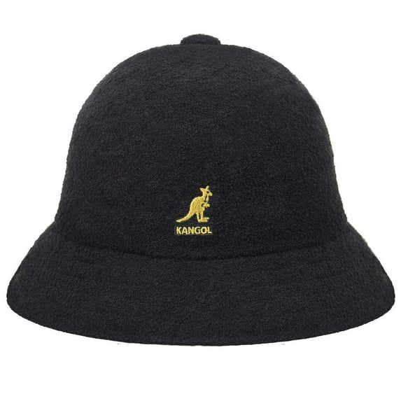 KANGOL Bermuda Casual Bucket Hat Terry Towelling Cap in Black/Gold