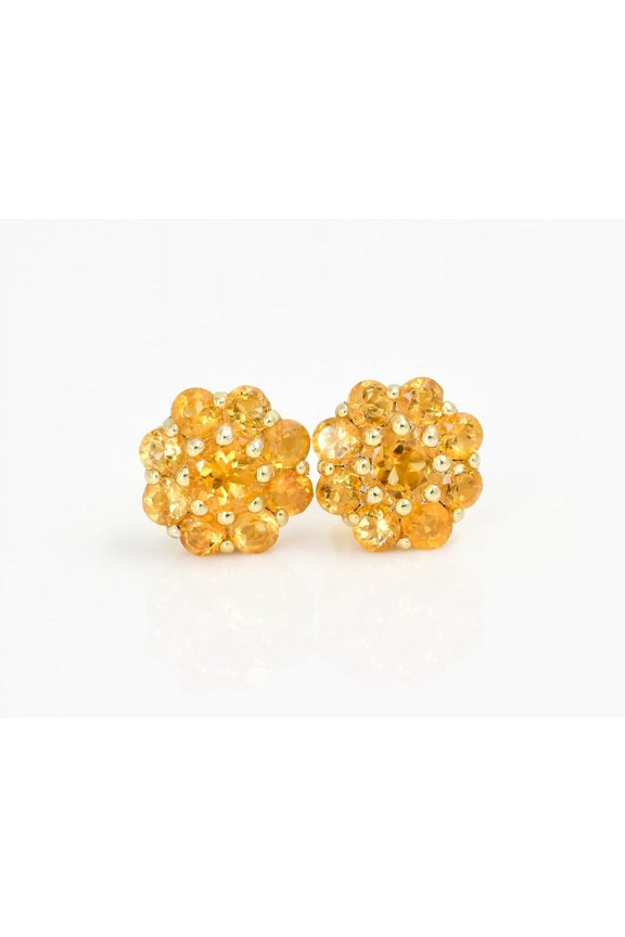 Citrine Cluster Stud Earrings – Elegant Jewelry for Women in Yellow Gold FinishCitrine Cluster Stud Earrings – Elegant Jewelry for Women in Yellow Gold Finish