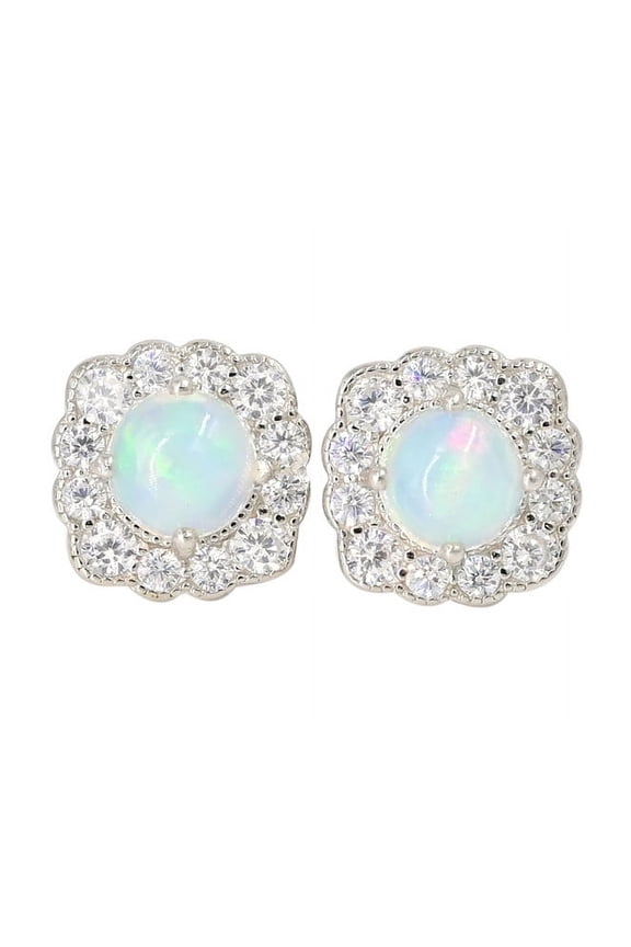 Opal cab Cluster Stud Earrings, Elegant Jewelry for Women in Gold Finish