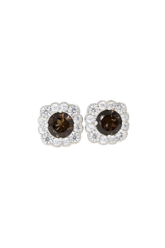 Smoky Cluster Stud Earrings, Elegant Jewelry for Women in Gold Finish