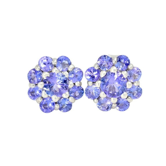 KANISHK SILVER Tanzanite Cluster Stud Earrings, Elegant Jewelry for Women in Gold Finish
