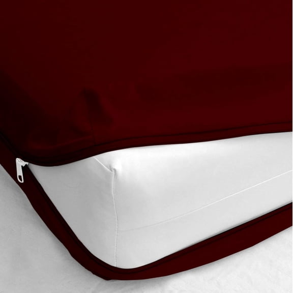 KANISHKA BEDDING Microfiber Bed Sheet Set Zippered Microfiber Fitted Sheet Set | 14" Deep Pocket | Includes 1 piece Fitted Sheets | Queen Size, Burgundy Color