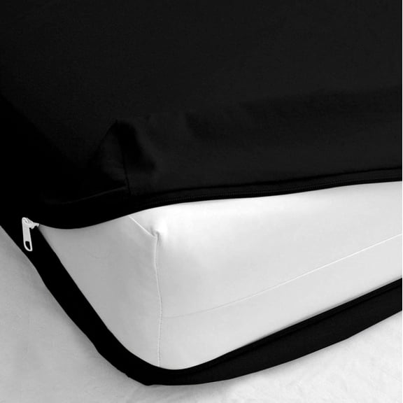 KANISHKA BEDDING Microfiber Bed Sheet Set – Zippered Microfiber Fitted Sheet Set | 16" Deep Pocket | Includes 1 piece Fitted Sheets | Twin Size, Black Color