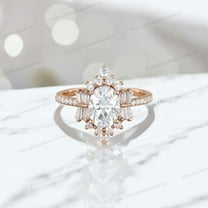 KANISHKAGEMS&JEWELS 1.5Ct 8x6mm / Oval Cut Moissanite Engagement Ring CZ Diamond Halo Wedding Jewelry Birthday Gift For Wife