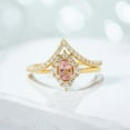thumbnail image 1 of KANISHKAGEMS&JEWELS 1 Ct Oval peach Morganite Engagement Ring Enhancer Set yellow Gold Plated Silver DiamondCurved Band Set For her, 1 of 9