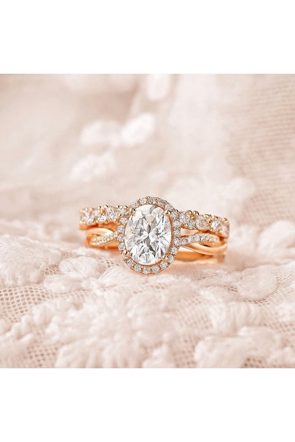 2.5ct Oval Moissanite Bridal Wedding Ring Set Full Eternity Proposal Band Alternative Fine Women Jewlery Anniversary Gift For Her