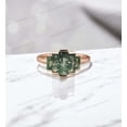 thumbnail image 1 of KANISHKAGEMS&JEWELS 2 Ct 8x6 mm / Baguette Cut Moss Agate Ring Cluster Women Jewelry New Year Gift for Wife, 1 of 6