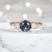 KANISHKAGEMS&JEWELS 2Ct 6mm /Vintage Alexandrite Engagement Ring CZ Diamond Bridal Wedding Jewelry June Birthstone Gift Ring