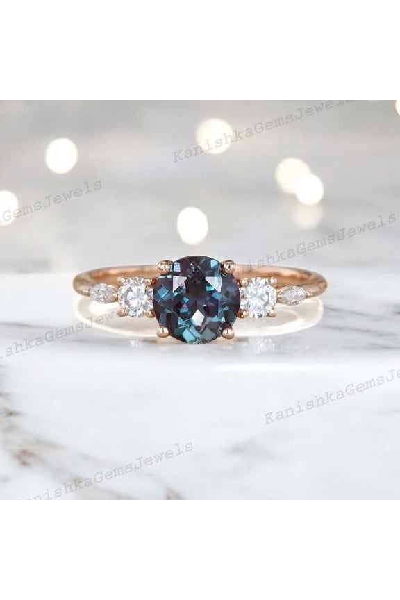 2Ct 6mm /Vintage Alexandrite Engagement Ring CZ Diamond Bridal Wedding Jewelry June Birthstone Gift Ring