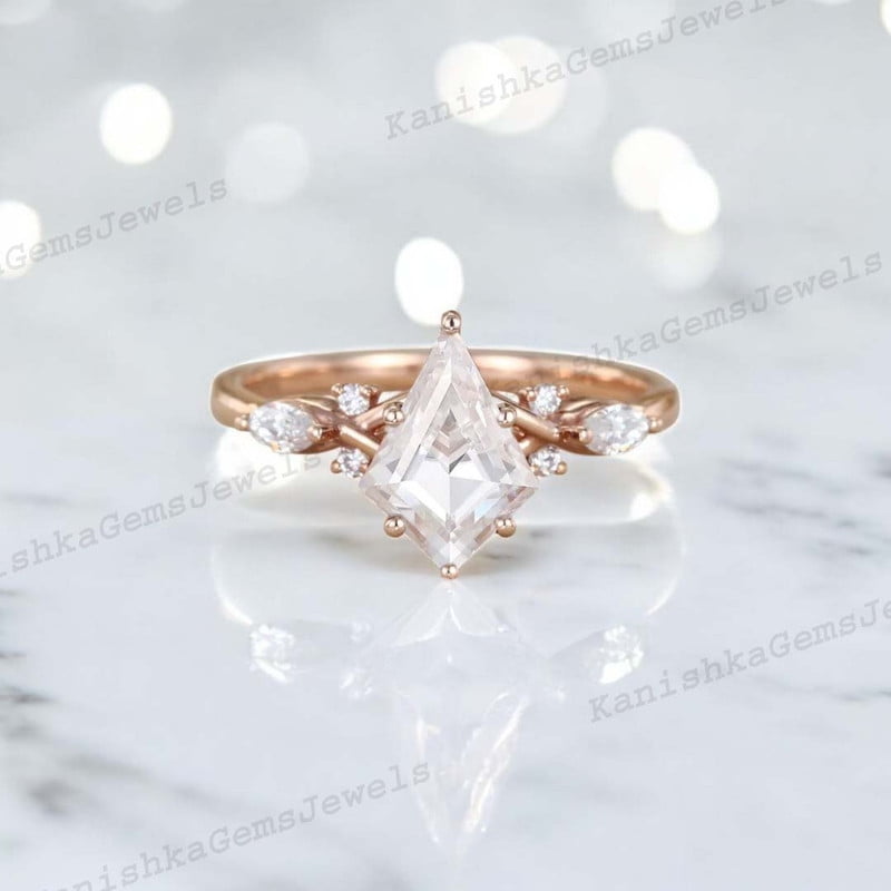 KANISHKAGEMS&JEWELS 2Ct 9x7mm / Moissanite Promise Ring CZ Diamond Twig Women Jewelry Birthday Gift For daughter Rose Gold Engagement Ring