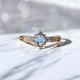 thumbnail image 1 of KANISHKAGEMS&JEWELS 6MM / 2Ct Round Shape Aquamarine Engagement Ring CZ Diamond Flower Ring Yellow Gold Plated Women Jewelry Birthday Gift For Daughter, 1 of 3