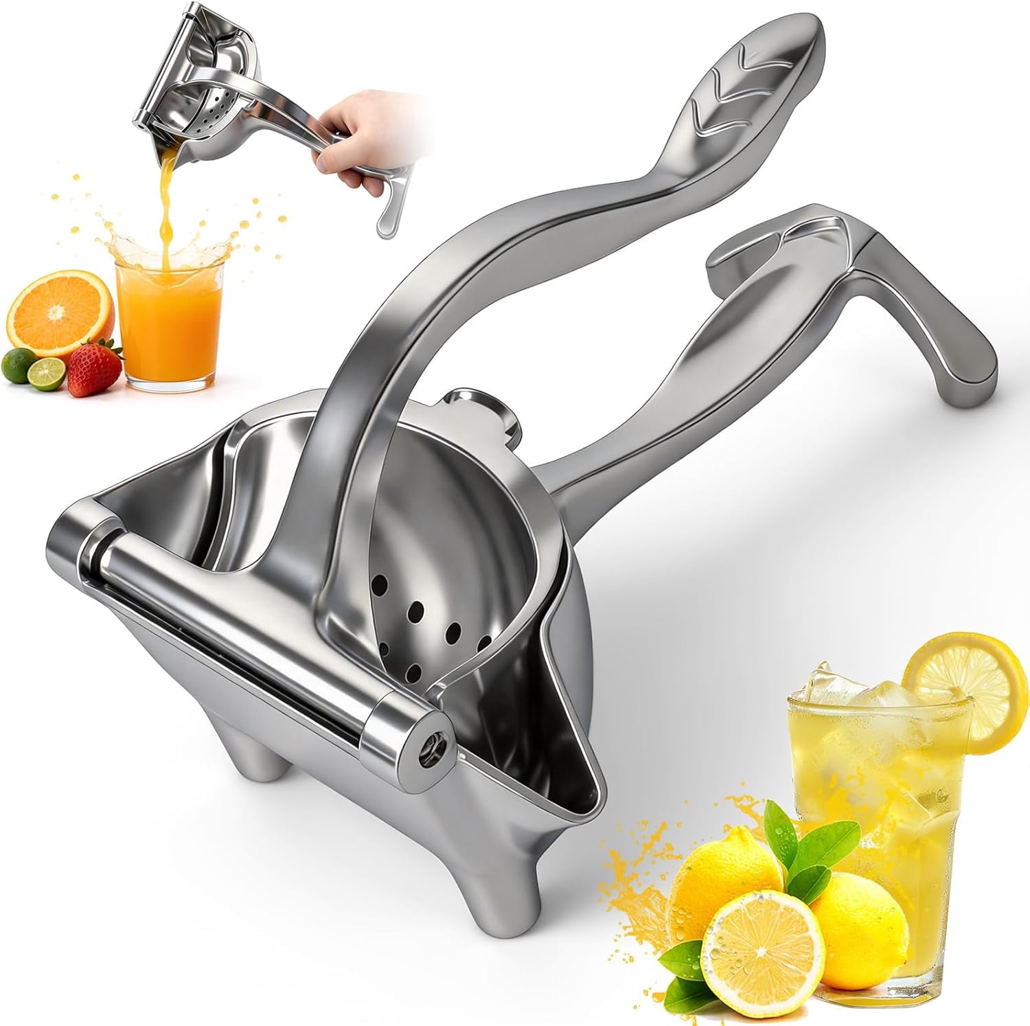 KANOHENO Hand Juicer Squeezer,Heavy Duty Manual Fruit Juicer Press with Large Capacity,Detachable Aluminum Alloy Juice Extractor