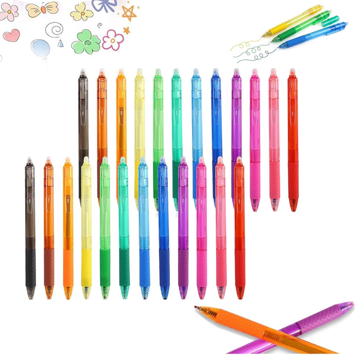 KANOHENO Multi-color Erasable Gel Pens 12 PCS,0.02in FinePoint Retractable Colored Rollerball Pens,Smooth Writing Pens for Note-Taking Planner Drawing