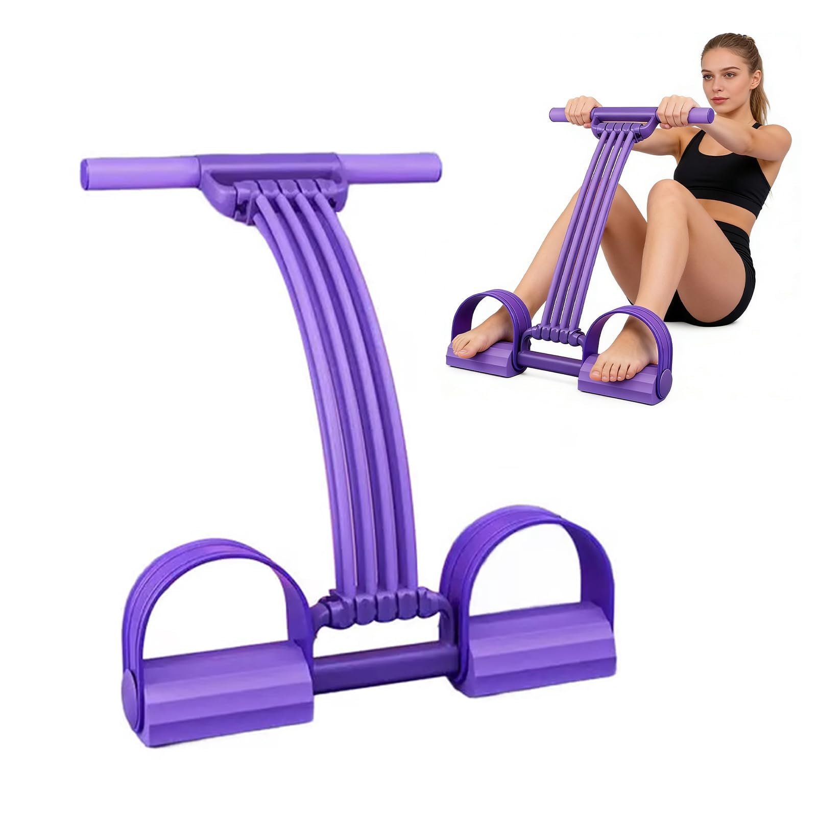 KANOHENO Multifunction Pedal Resistance Band Trainer,3 in 1 Adjustable 8-Tube Multifunction Tension Rope,Detachable Foot Pedal for Home Gym & Full Body Workout Equipment