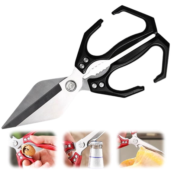 KANOHENO Multifunctional Heavy-Duty Kitchen Shears,2 In 1 Stainless Steel Kitchen Scissors with Ergonomic Handle for Cutting Meat,Seafood and Small Bones