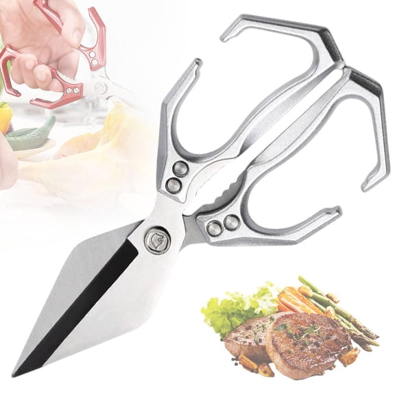KANOHENO Multifunctional Heavy-Duty Kitchen Shears,2 In 1 Stainless Steel Kitchen Scissors with Ergonomic Handle for Cutting Meat,Seafood and Small Bones