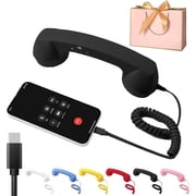 KANOHENO Retro Phone Handset for iPhone & Android,0.13in/Type-C Wired Classic Vintage Telephone Receiver with Microphone & Speaker for All Cell Mobile