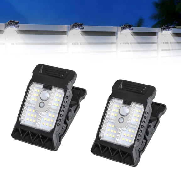 KANOHENO Solar Clip Light with Motion Sensor,3 Modes Adjustable Clip on Light,10 ft Sensing Distance,Waterproof Portable Outdoor LED Camping Light for Garden,Garage,Home Emergency