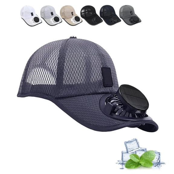 KANOHENO Solar Rechargeable Peak Cap,3-Speed Quiet Fan with Solar & USB Dual Power,300/600mAh Solar Panel,Wide Brim Baseball Hat with Adjustable Airflow,Breathable Fabric for Outdoor Sports