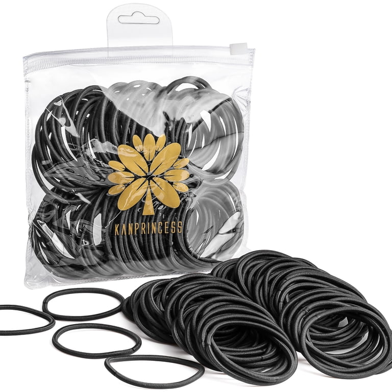 KANPRINCESS 100PCS Gentle Rubber Hair Ties, Black Thick Hair  display picture 3