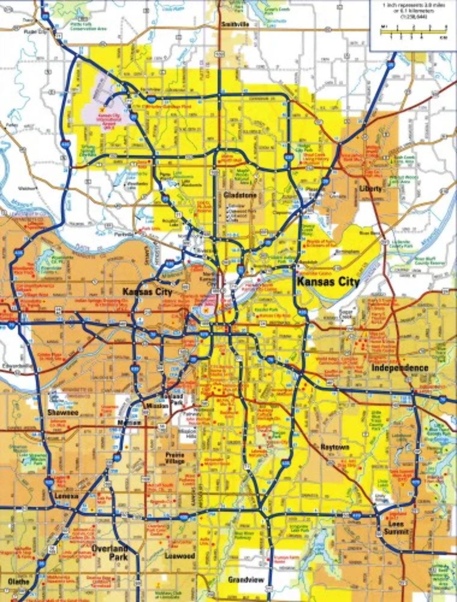 KANSAS CITY MISSOURI MAP GLOSSY POSTER PICTURE PHOTO BANNER PRINT road ...