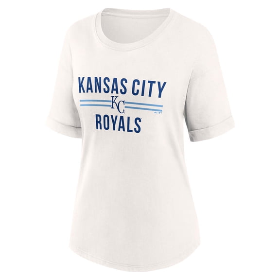 Kansas City Royals Women's White Out Run Bi-Blend Rolled Cuff T-Shirt, Up to Size 3XL