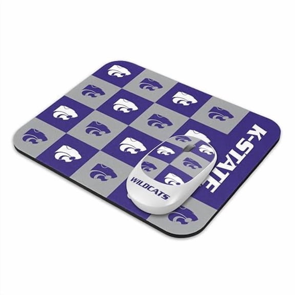 SOAR NCAA Wireless Mouse and Mouse Pad- Checkered - Kansas State Wildcats