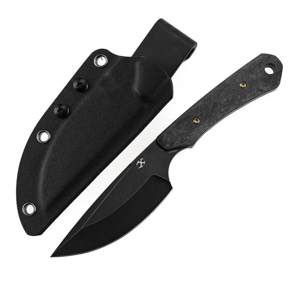 Kansept Flank Fixed Blade Knife,3.69'' D2 Steel Shred Carbon Fiber Handle Pocket Tactical Knives, G006A1,with sheaths