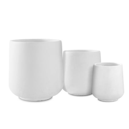 KANTE Round White Concrete Planters (3 Count)