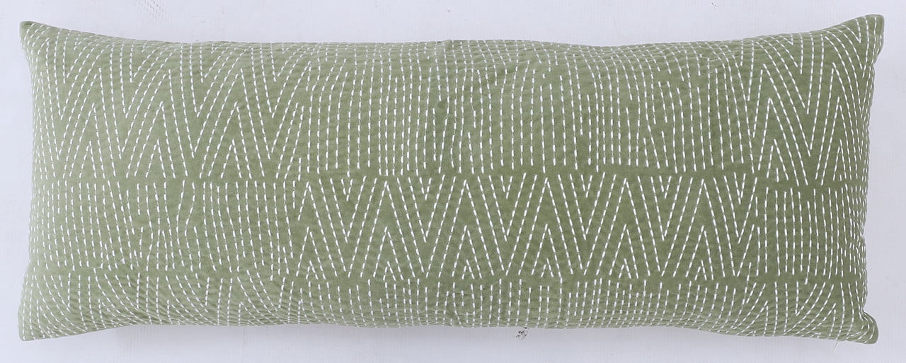BHG DEC PLW 14x24 KANTHA VELVET GREEN