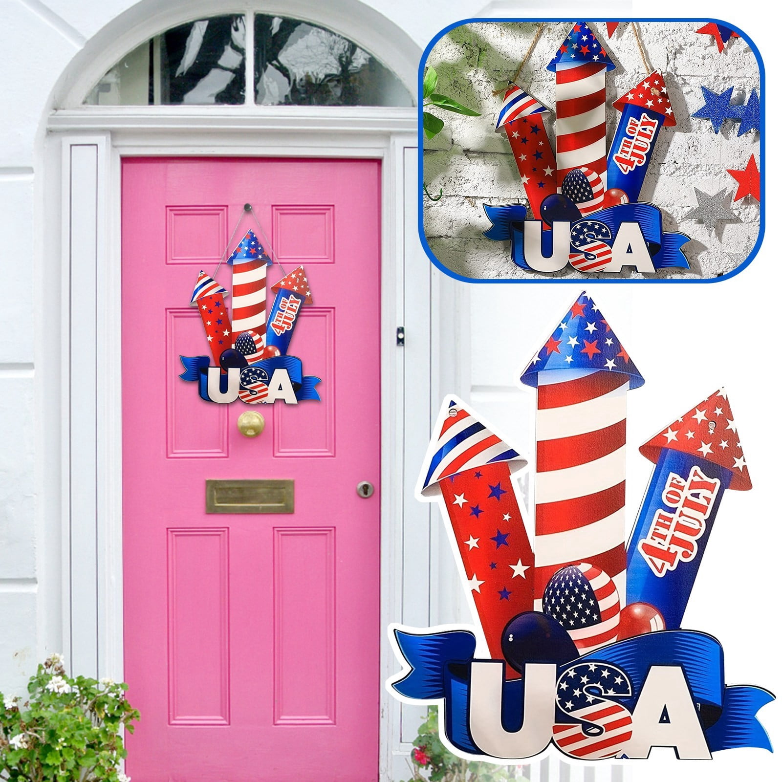 KANY 4th Of July Decorations Outdoor Patriotic Door Wreath American ...