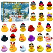 KANY Christmas Advent Calendar Contains 24PC Rubber Ducks for Kids| Baby White Hot Safety Bath Ducks Toys Advent Calendar| Christmas Creative Bath Toys 24 Days Surprise Countdown Calendar Multicolor