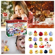 KANY Christmas Advent Calendar Contains 24PC Rubber Ducks for Kids| Baby White Hot Safety Bath Ducks Toys Advent Calendar| Christmas Creative Bath Toys 24 Days Surprise Countdown Calendar White