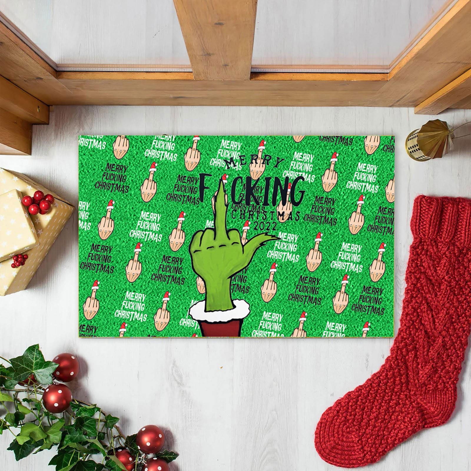 KANY Merry Christmas Doormat Decorative Grinch Xmas Holiday Front Door