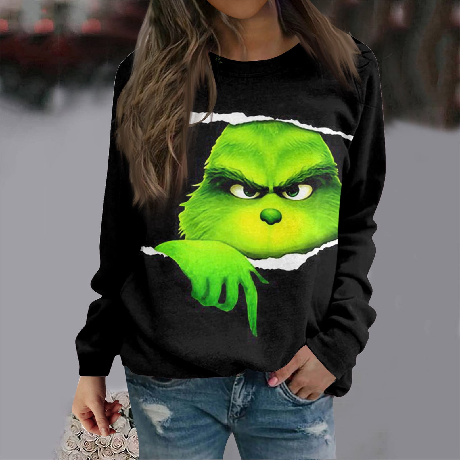 KANY Women's Grinch Printed Crewneck Sweatshirts Grinch Christmas