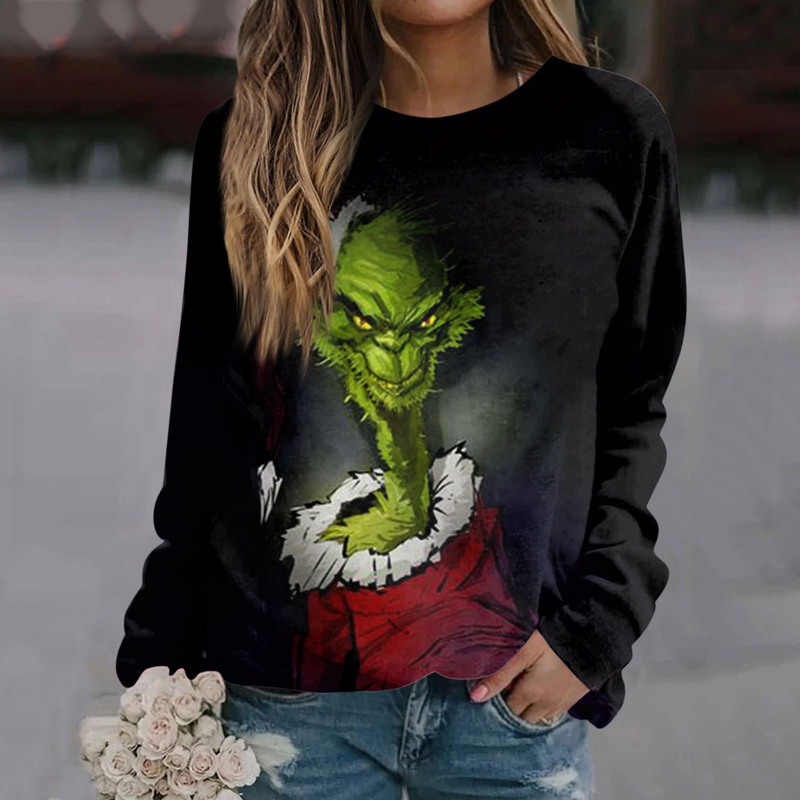 KANY Women's Grinch Printed Crewneck Sweatshirts Grinch Christmas
