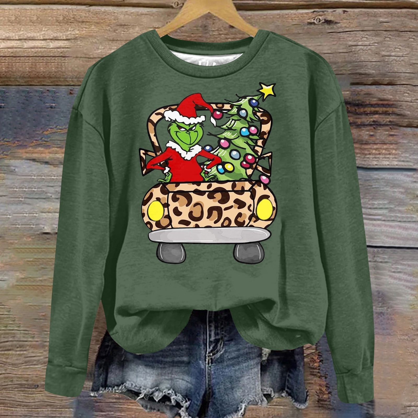 KANY Women's Grinch Printed Crewneck Sweatshirts Grinch Christmas