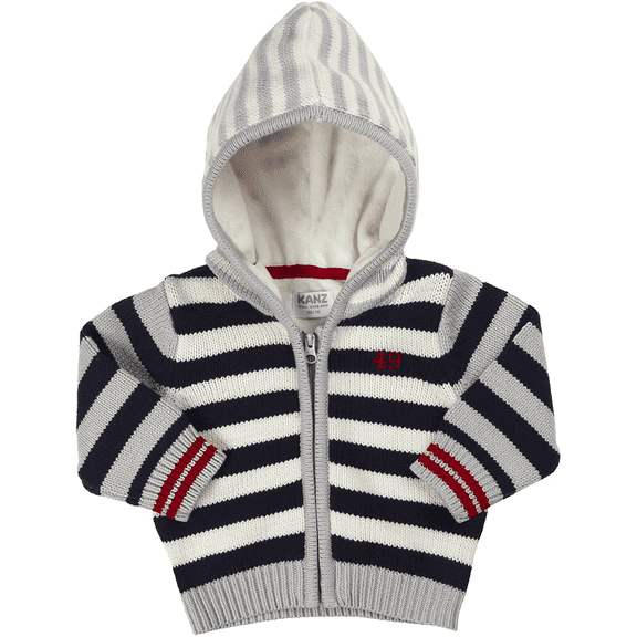 KANZ Baby Boys' Newborn Cardigan, Yarn/Dye Stripe, 12 Months/80 cm