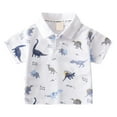 thumbnail image 1 of KAOOCXU Boy Eye-Catching Cartoon Dinosaurs Printed Short Sleeve Turndown Collar Medium And Large Child Polo Tshirts Button Up Top Kids Durable Playsuit Sunsuit Clothes, 1 of 7