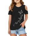 thumbnail image 1 of KAOOCXU Boy Girl Cozy T-Shirts Butterfly Printed Off The Shoulder Short Sleeve O-Neck Stylish Tshirts Casual Tops For Toddler To Teenager Slim-Fit Trendy Clothes, 1 of 6