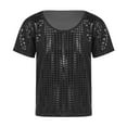 thumbnail image 1 of KAOOCXU Boy Girl Cozy T-Shirts sequins Short Sleeve O-neck Comfort Party Carnival Tshirts Perform Top Slim-Fit Trendy Clothes, 1 of 5